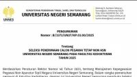 Lowongan Kerja Dosen Tetap Non ASN Unnes 2025, Ada 11 Formasi yang Dibuka
