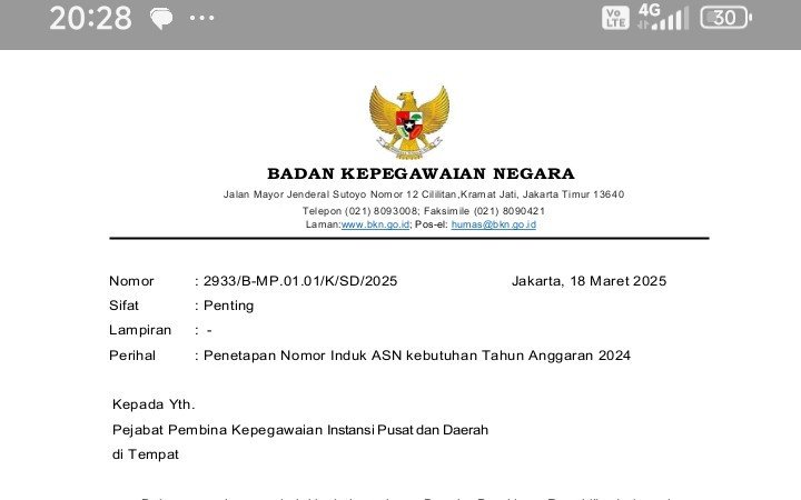 Rilis Surat BKN: Persiapan Mulai Penetapan NIP CPNS dan PPPK Tahun 2024