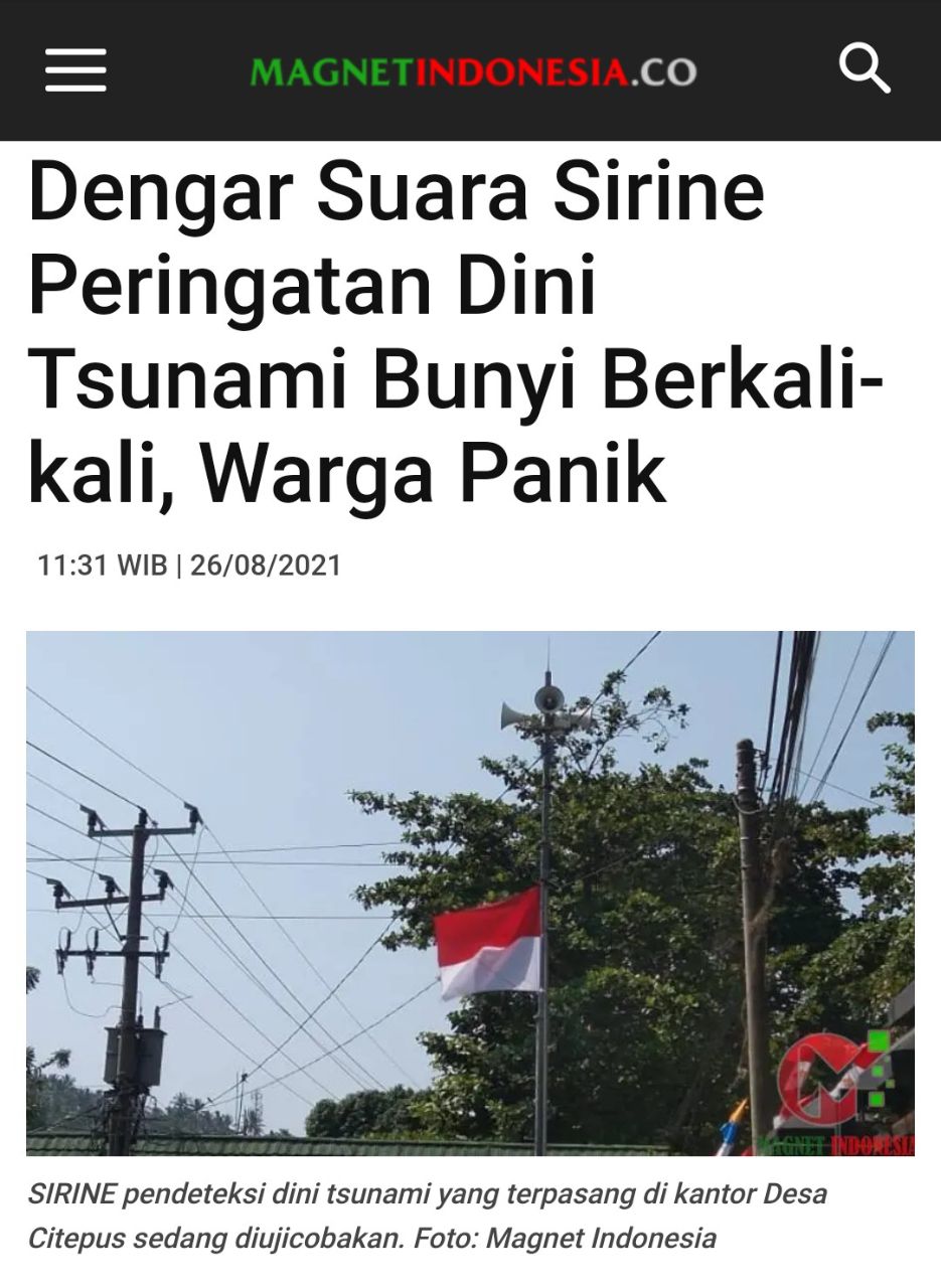 Uji Coba Sirine Peringatan Dini Hari Ini, Warga Banten Diminta Tenang