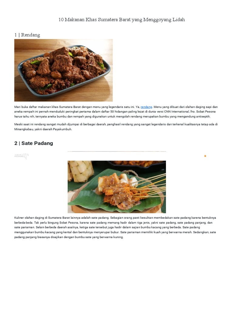 Wajib Coba! 10 Makanan Khas Sumatera Paling Terkenal