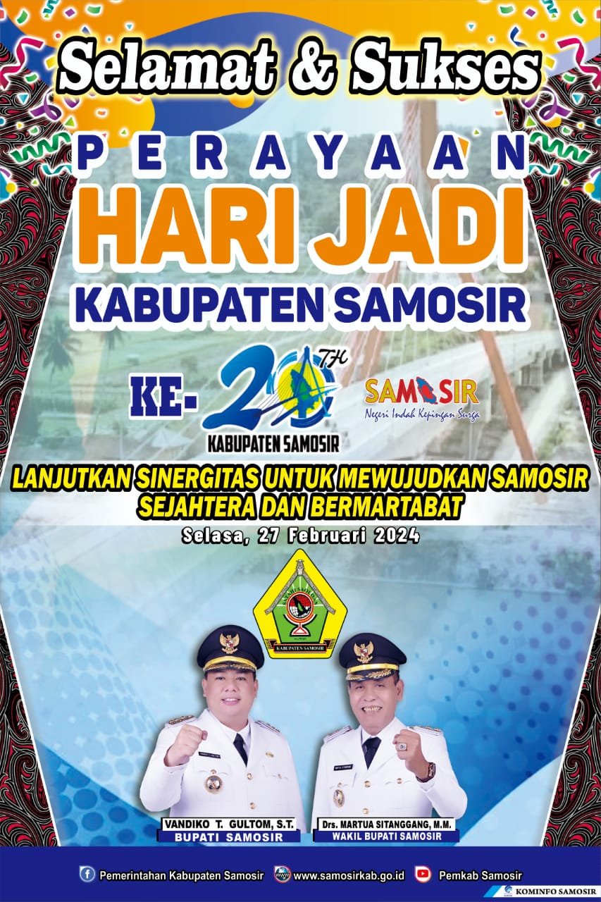 Perayaan Hari Jadi Kabupaten Samosir ke-22 Digelar 2 Hari dengan Festival Kuliner dan Band Ungu